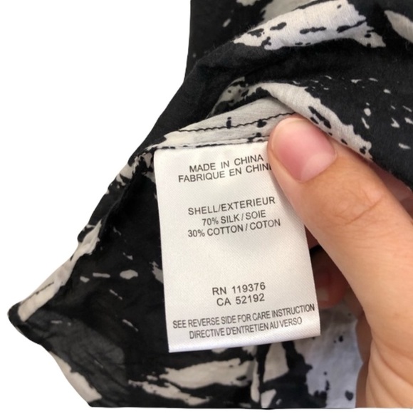 Helmut Lang Silk Meteor Asymmetrical Black White Top S - Picture 9 of 11